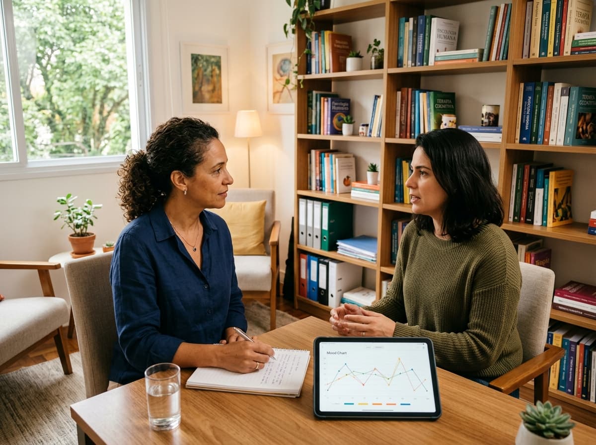 Psicóloga em sessão com paciente com transtorno de personalidade borderline no consultório